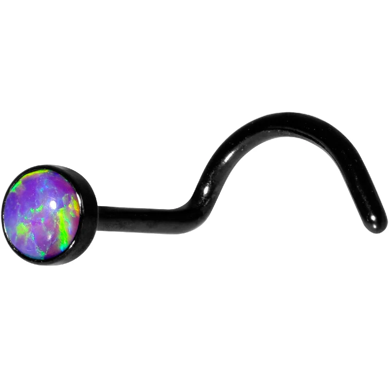 Nose Rings for Comfortable and Chic Looks -Purple 3mm Synthetic Opal Black Press Fit Left Nose Screw Nose Rings for Comfortable and Chic Looks -Purple 3mm Synthetic Opal Black Press Fit Left Nose Screw