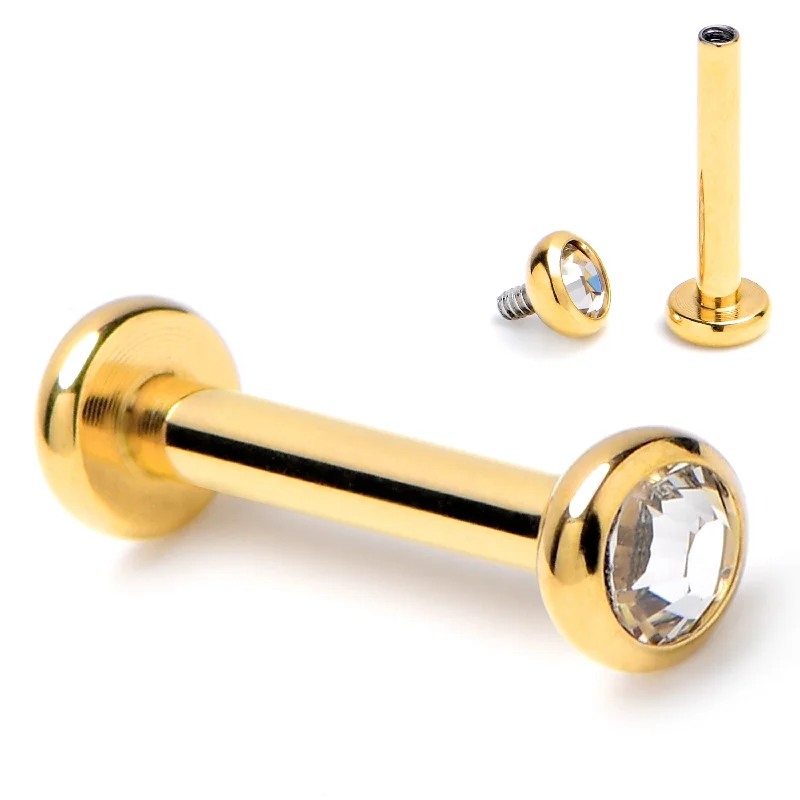 Lip Rings for Unique, Creative Piercings16 Gauge 5/16 Clear CZ Gem Gold Hue ASTM F-136 Implant Grade Titanium Internally Threaded Labret Lip Rings for Unique, Creative Piercings16 Gauge 5/16 Clear CZ Gem Gold Hue ASTM F-136 Implant Grade Titanium Internally Threaded Labret