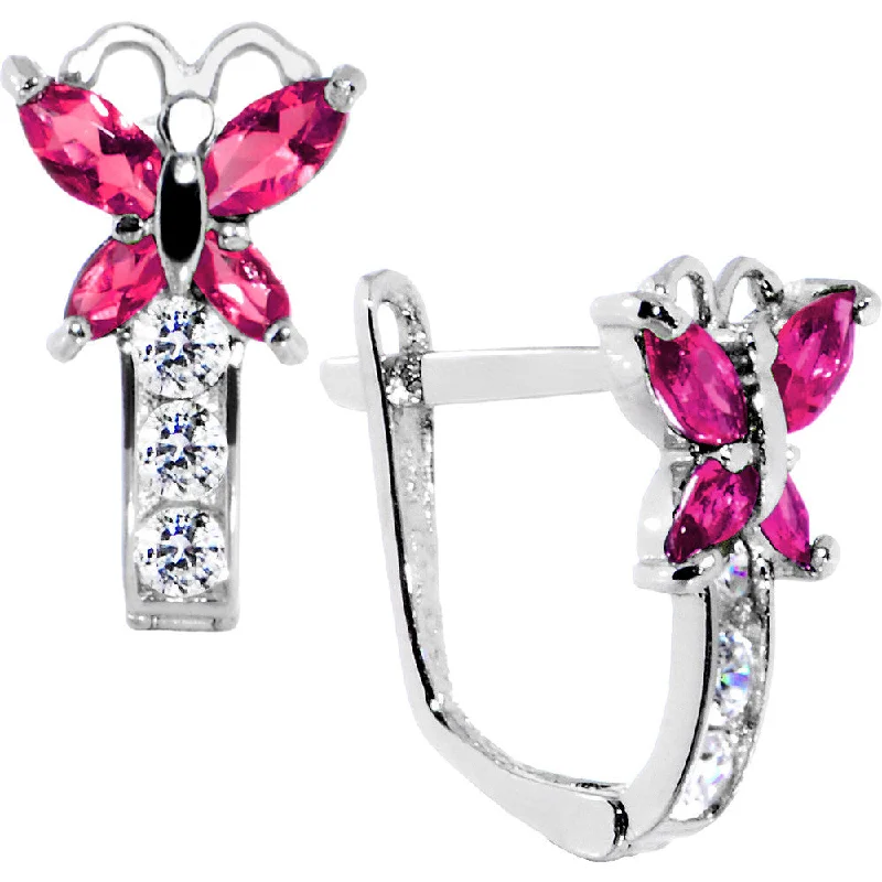 Women's Earrings – Elegant Designs for Every Personality--14kt White Gold Butterfly July Birthstone Leverback Earrings