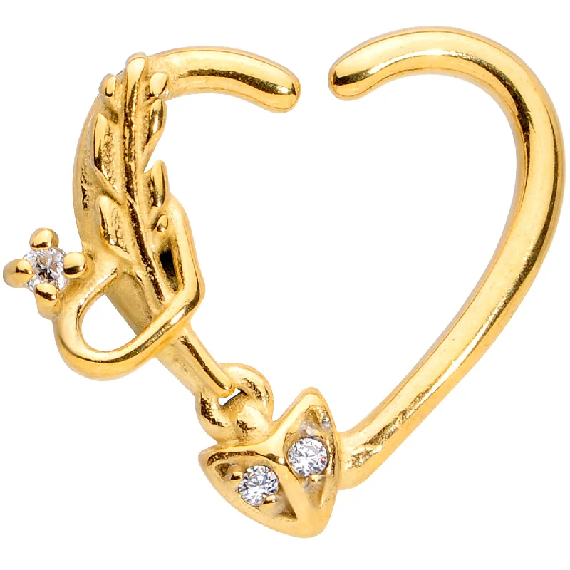 Comfortable Lip Rings for All-Day Wear16 Gauge 3/8 Clear CZ Gem Arrow Heart Right Heart Closure Ring