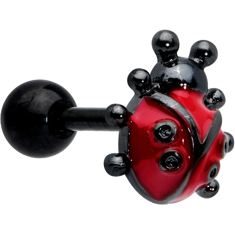 Women's Earrings – Elegant Designs for Every Personality--16 Gauge 1/4 Black Classic Ladybug Cartilage Tragus Earring Women's Earrings – Elegant Designs for Every Personality--16 Gauge 1/4 Black Classic Ladybug Cartilage Tragus Earring