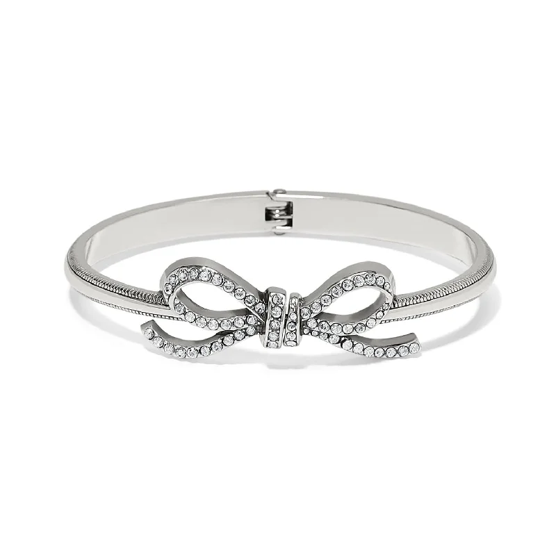 Silver Bangles with Gemstone Detailing for Women-Illumina Bow Hinged Bangle