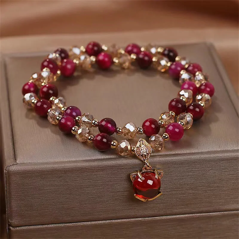 Adjustable Silicone Bracelets for Men-Buddha Stones Red Tiger Eye Fox Protection Double Wrap Bracelet Adjustable Silicone Bracelets for Men-Buddha Stones Red Tiger Eye Fox Protection Double Wrap Bracelet