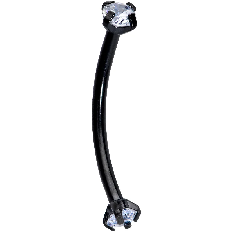 Women's Earrings – Elegant Designs for Every Personality--16 Gauge 9/16 Clear CZ Gem End Black Curved Barbell