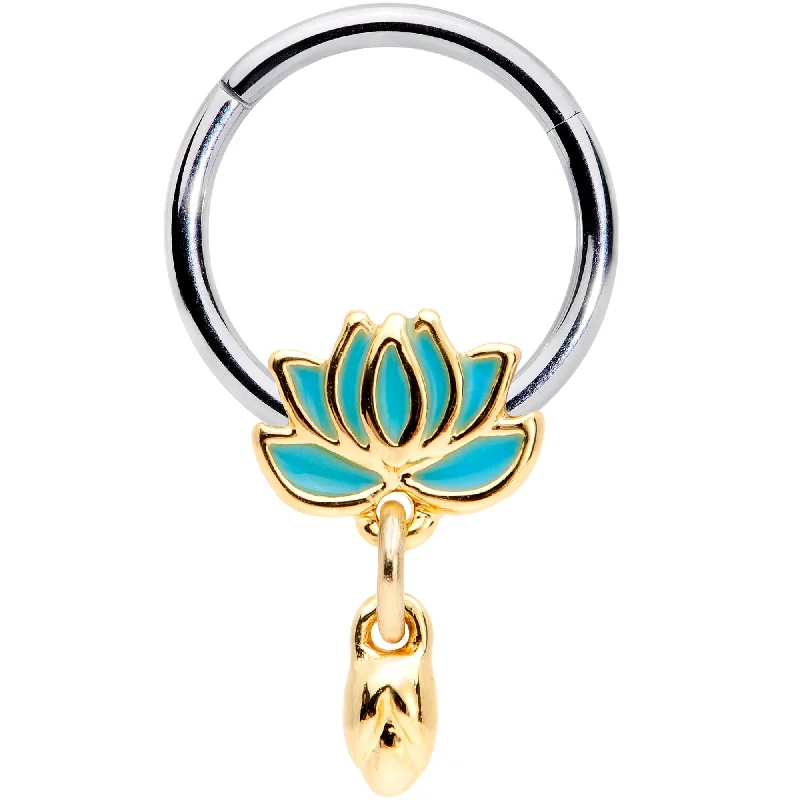 Designer Nose Rings for Unique Fashion -16 Gauge 3/8 Southwestern Lotus Flower Dangle Hinged Segment Ring Designer Nose Rings for Unique Fashion -16 Gauge 3/8 Southwestern Lotus Flower Dangle Hinged Segment Ring