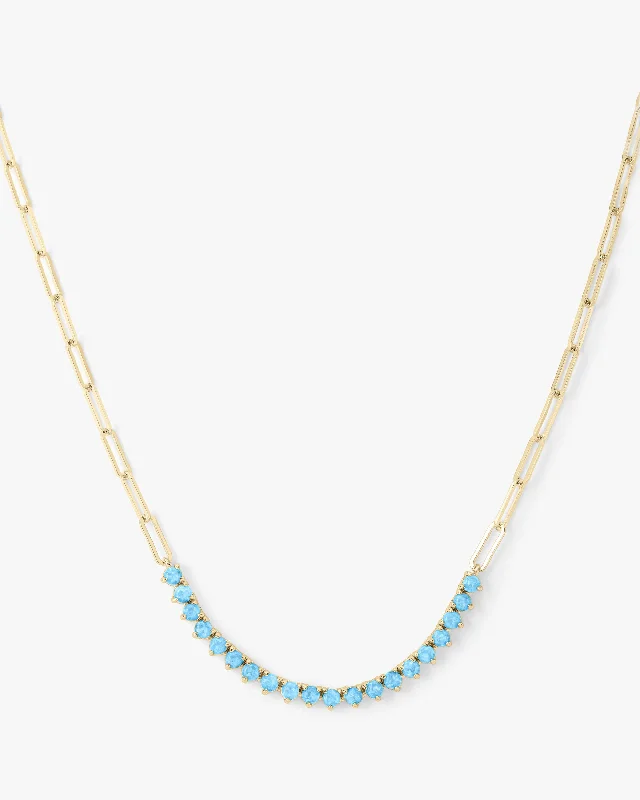 Shop Classic Women's  Necklaces & Pendants with a Modern Twist-Not Your Basic Samantha Tennis Necklace - Gold|Blue Opal