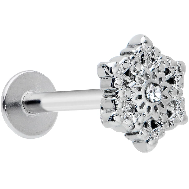Bold Lip Rings for Statement Look16 Gauge 5/16 Clear Gem Filigree Epic Snowflake Labret Monroe Tragus