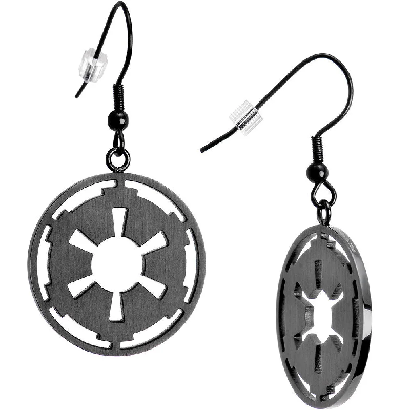 Women's Earrings – Elegant Designs for Every Personality--Black IP Licensed Star Wars Galactic Empire Symbol Dangle Earrings