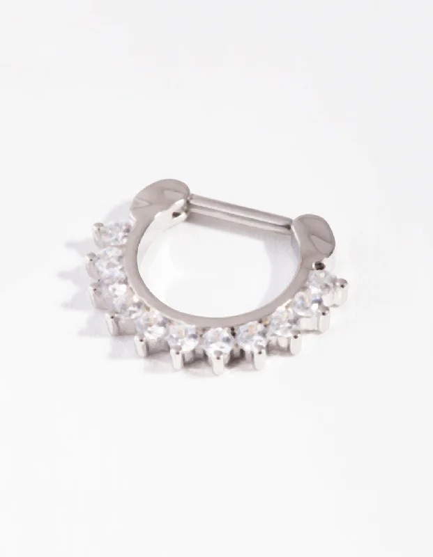 Nose Rings for Elegant Everyday Wear -Surgical Steel Cubic Zirconia Septum