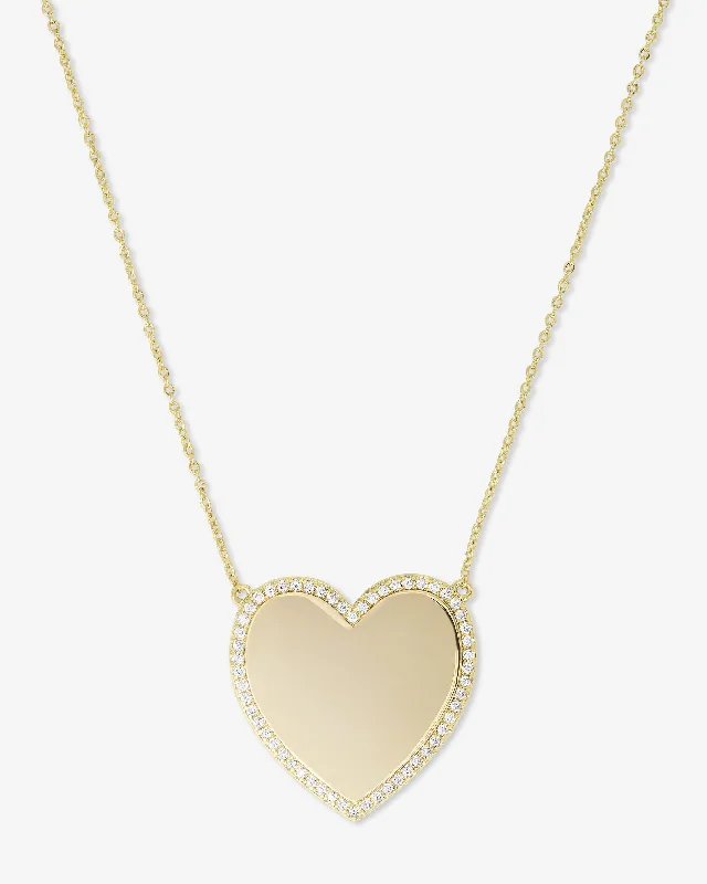 Shop Classic Women's Necklaces & Pendants with a Modern Twist-XL You Have My Heart Pavé Necklace 18" - Gold|White Diamondettes Shop Classic Women's Necklaces & Pendants with a Modern Twist-XL You Have My Heart Pavé Necklace 18" - Gold|White Diamondettes