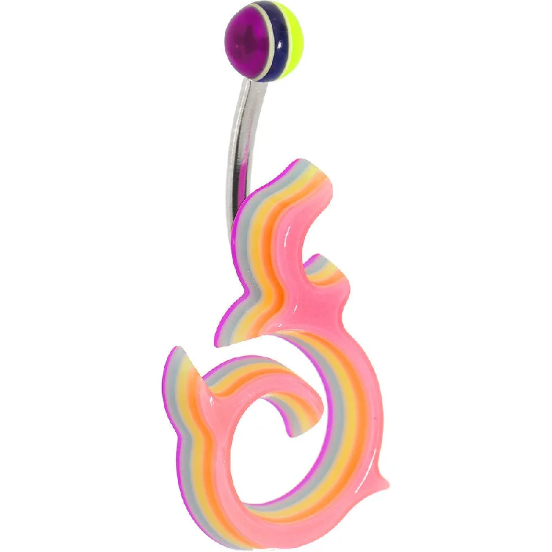 Stylish Belly Rings with Creative Detailing -Pink Acrylic Multi Layered Left Tribal Dragon Belly Ring Stylish Belly Rings with Creative Detailing -Pink Acrylic Multi Layered Left Tribal Dragon Belly Ring
