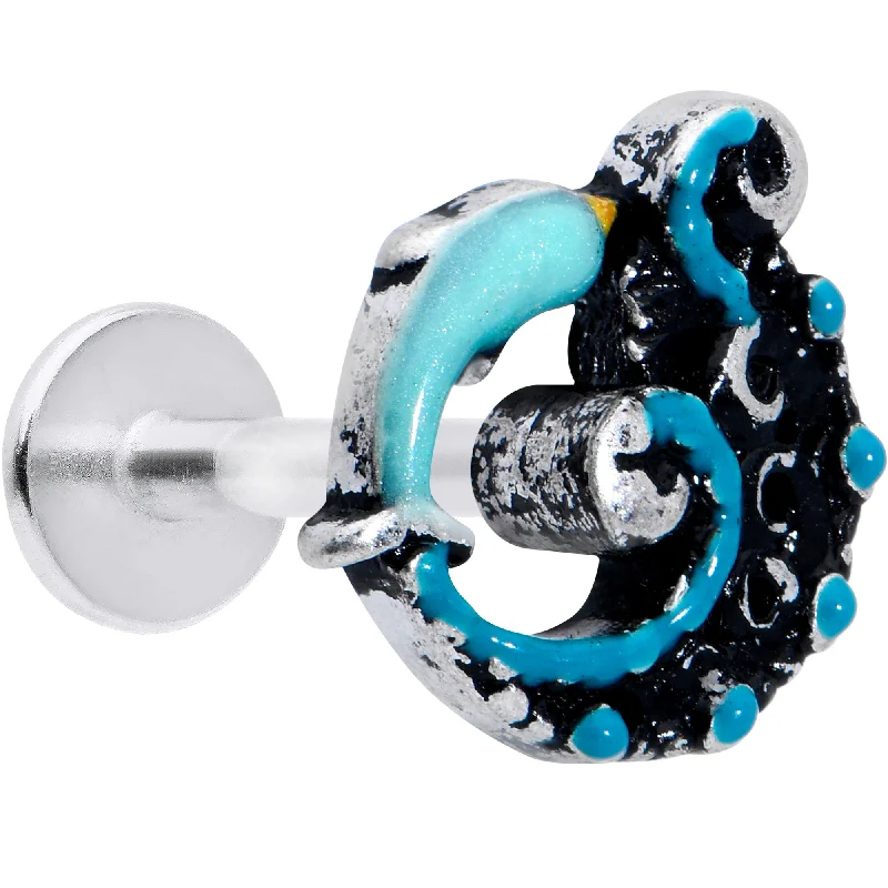 Statement Lip Rings for Trendsetters16 Gauge 5/16 Leaping Blue Dolphin Labret Monroe Tragus