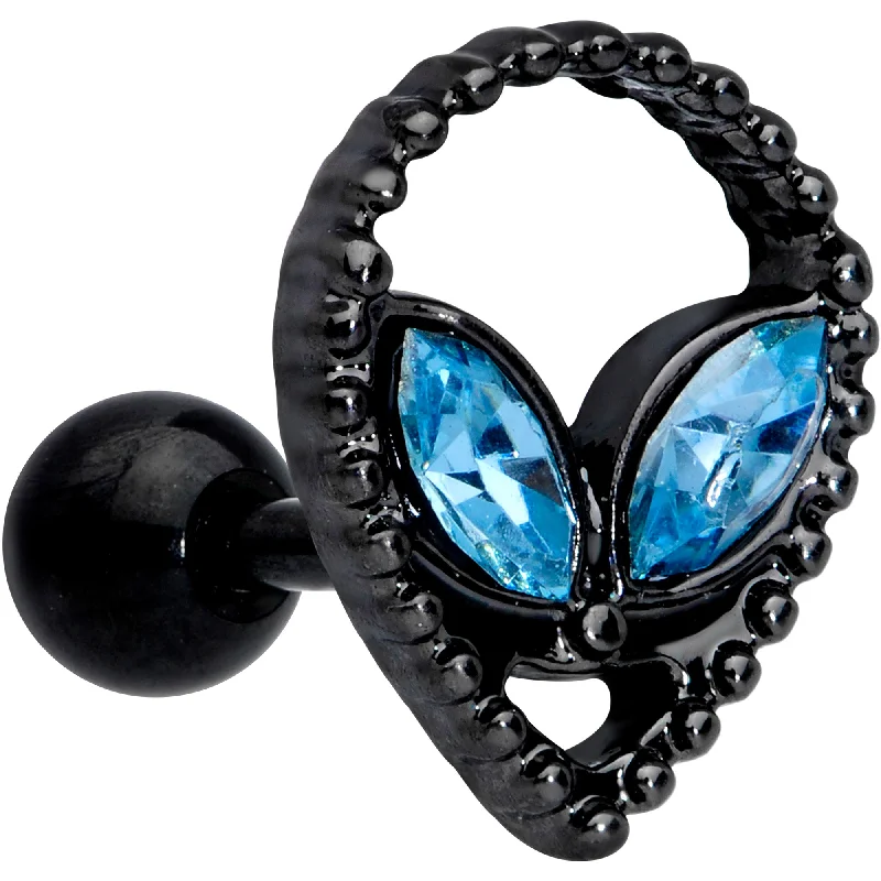 Women's Earrings – Elegant Designs for Every Personality--16 Gauge 1/4 Aqua Gem Black Alien Cartilage Tragus