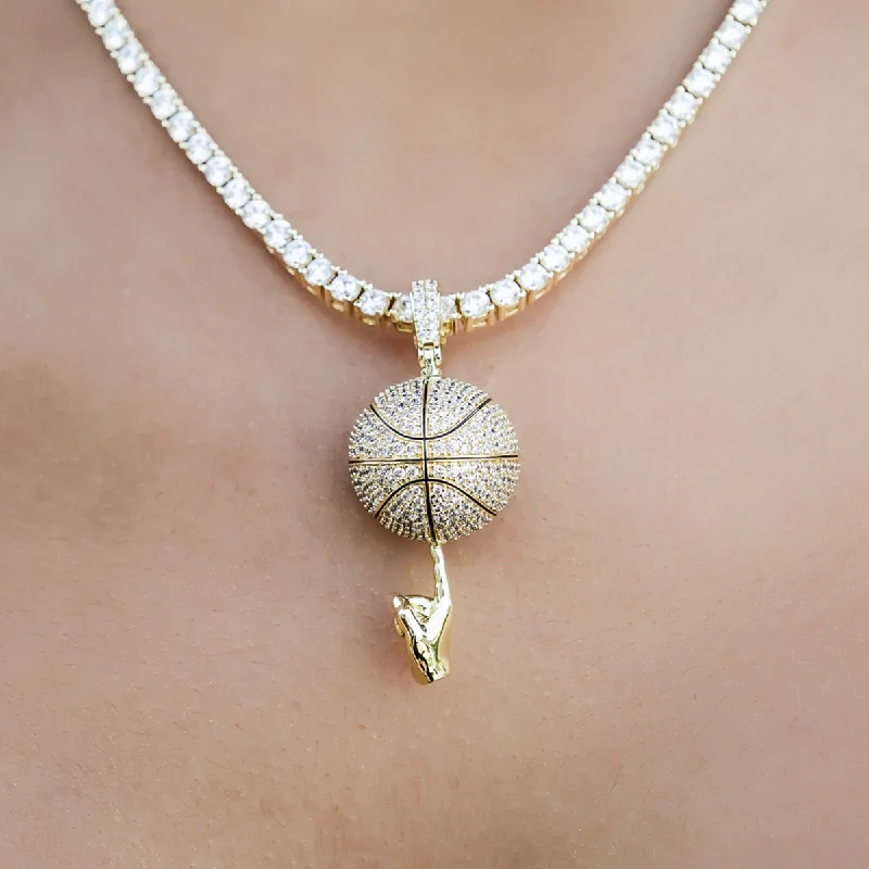 Shop Classic Women's  Necklaces & Pendants with a Modern Twist-Iced Basketball Pendant