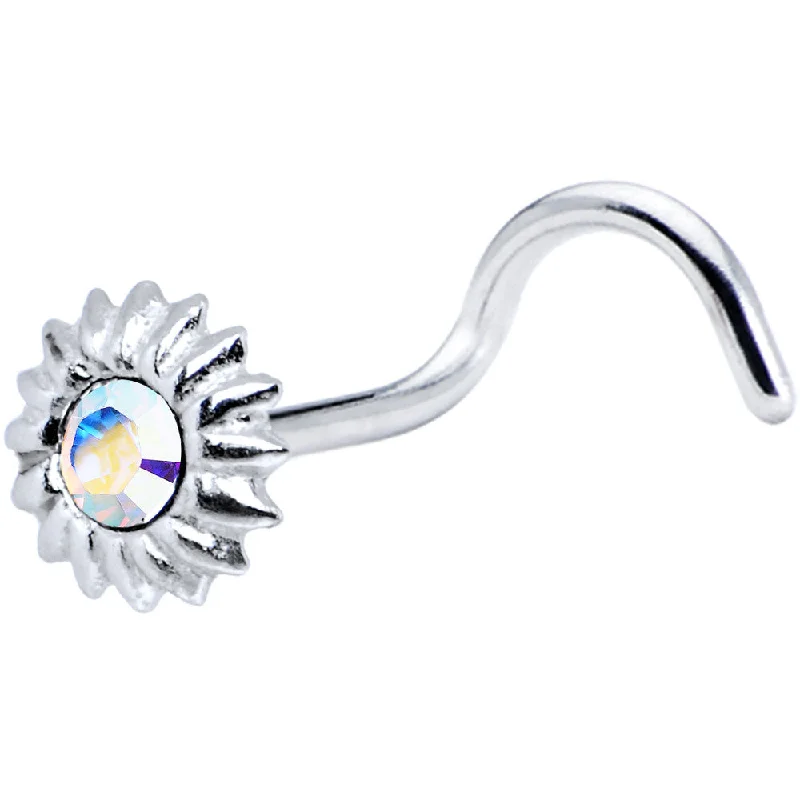 Nose Rings for All-Purpose Fashion -925 Aurora Floral Flower Nose Ring Created with Crystals