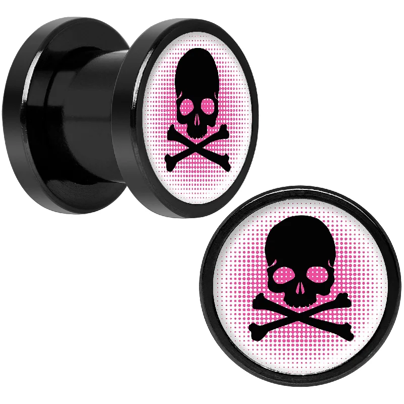 Women's Earrings – Elegant Designs for Every Personality--Pink Black Skull Black Anodized Screw Fit Plug Set 0 Gauge Women's Earrings – Elegant Designs for Every Personality--Pink Black Skull Black Anodized Screw Fit Plug Set 0 Gauge