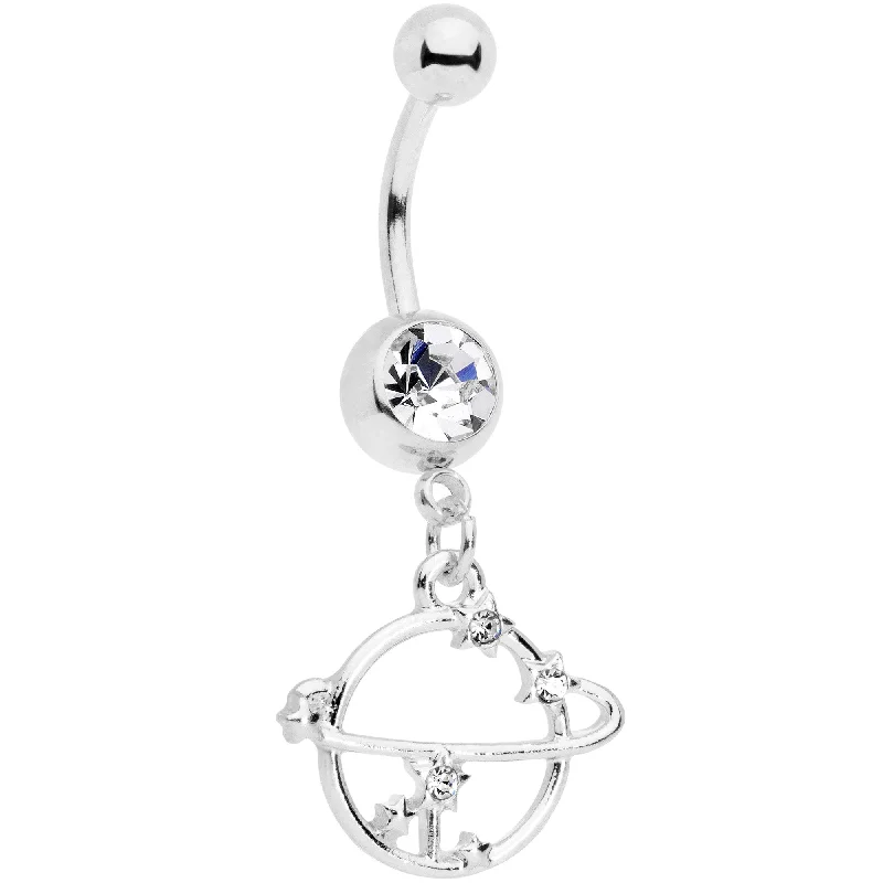 Stylish Belly Rings for Women Who Love Fashion -Clear Gem Stars Orbit Planet Saturn Dangle Belly Ring Stylish Belly Rings for Women Who Love Fashion -Clear Gem Stars Orbit Planet Saturn Dangle Belly Ring