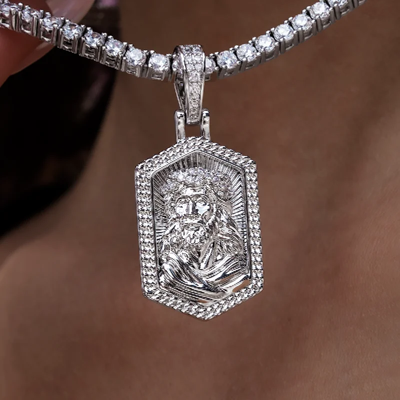 Shop Classic Women's Necklaces & Pendants with a Modern Twist-Icon Jesus Pendant in White Gold Shop Classic Women's Necklaces & Pendants with a Modern Twist-Icon Jesus Pendant in White Gold