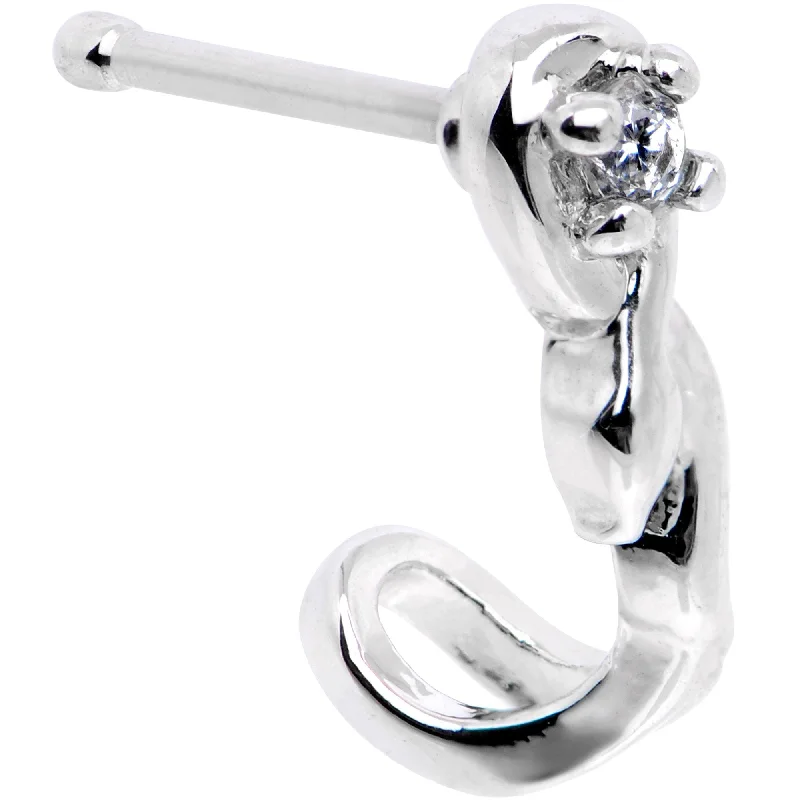 Nose Rings for Timeless Elegance -20 Gauge 1/4 Clear CZ Gem Deco Twist Nose Bone