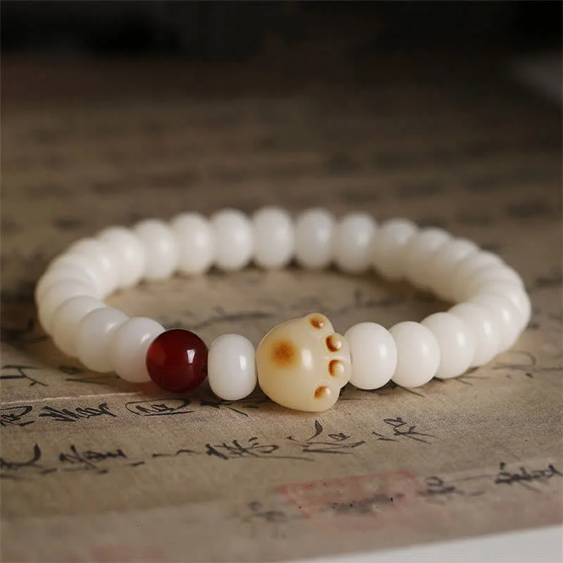 Leather and Silver Bracelets for Men-Buddha Stones Natural Bodhi Seed Lovely Paw Lucky Cat Bracelet Leather and Silver Bracelets for Men-Buddha Stones Natural Bodhi Seed Lovely Paw Lucky Cat Bracelet