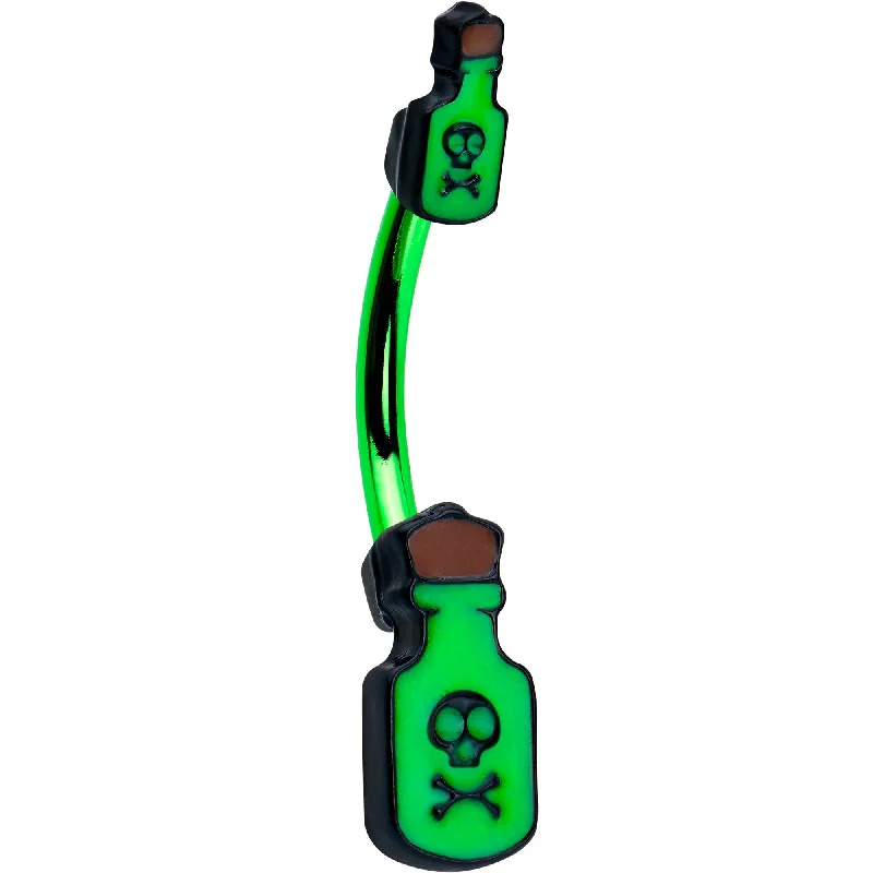 Belly Rings for Unique Fashionistas -Green Poison Bottle Glow in the Dark Halloween Double Mount Belly Ring Belly Rings for Unique Fashionistas -Green Poison Bottle Glow in the Dark Halloween Double Mount Belly Ring
