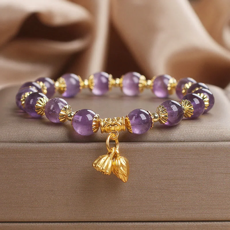 Men's Bracelets with Black Stone Accents-Buddha Stones Amethyst Increases Nobility Bracelet Men's Bracelets with Black Stone Accents-Buddha Stones Amethyst Increases Nobility Bracelet