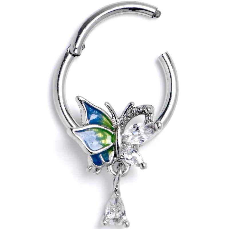 Women's Earrings – Elegant Designs for Every Personality--16 Gauge 3/8 Clear CZ Gem Dazzling Beauty Butterfly Hinged Segment Ring Women's Earrings – Elegant Designs for Every Personality--16 Gauge 3/8 Clear CZ Gem Dazzling Beauty Butterfly Hinged Segment Ring