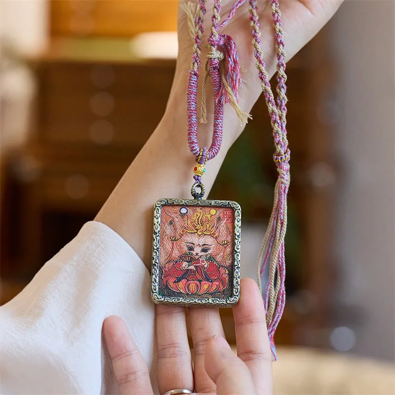 Shop Classic Women's Necklaces & Pendants with a Modern Twist-Buddha Stones Tibetan Hand-Painted Thangka Nine-Tailed Fox Luck Necklace Pendant Shop Classic Women's Necklaces & Pendants with a Modern Twist-Buddha Stones Tibetan Hand-Painted Thangka Nine-Tailed Fox Luck Necklace Pendant