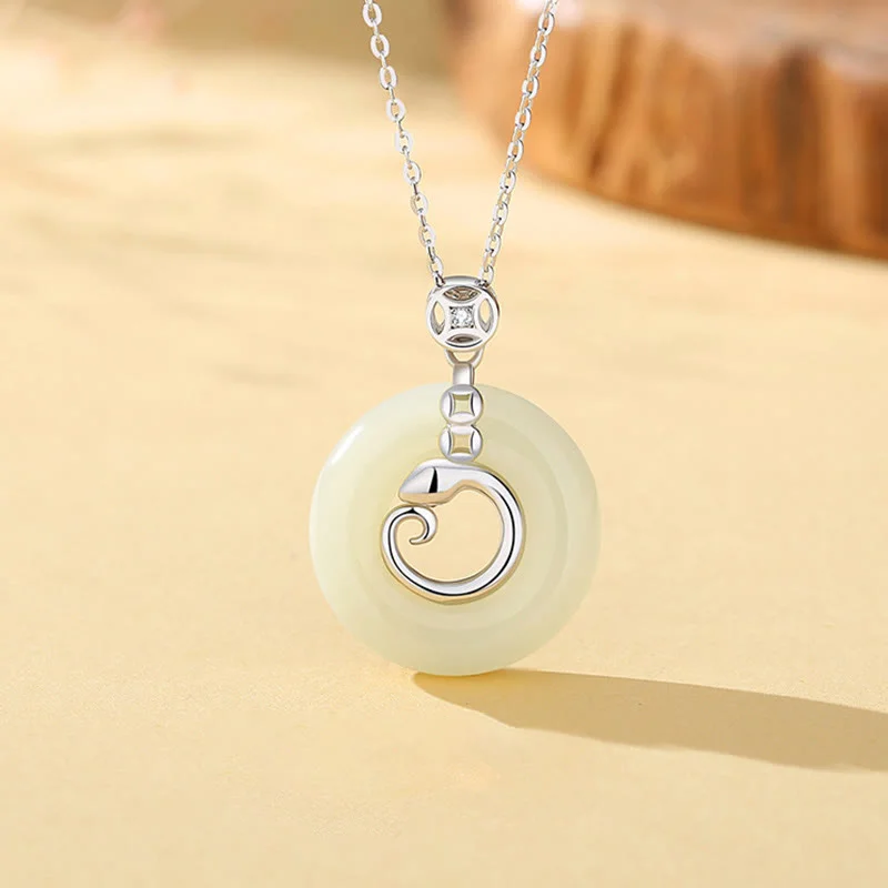 Shop Classic Women's Necklaces & Pendants with a Modern Twist-Buddha Stones 925 Sterling Silver Copper Coin Hetian Jade Year Of The Snake Peace Buckle Luck Necklace Pendant Shop Classic Women's Necklaces & Pendants with a Modern Twist-Buddha Stones 925 Sterling Silver Copper Coin Hetian Jade Year Of The Snake Peace Buckle Luck Necklace Pendant