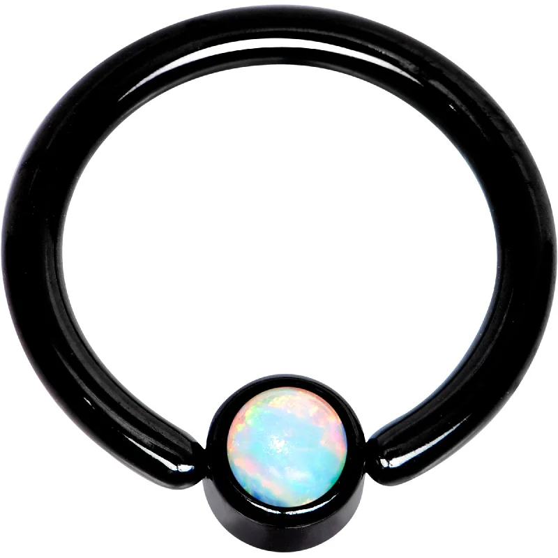 Lip Rings for Special Occasions14 Gauge 3/8 White Faux Opal 4mm Disc Black BCR Captive Ring Lip Rings for Special Occasions14 Gauge 3/8 White Faux Opal 4mm Disc Black BCR Captive Ring