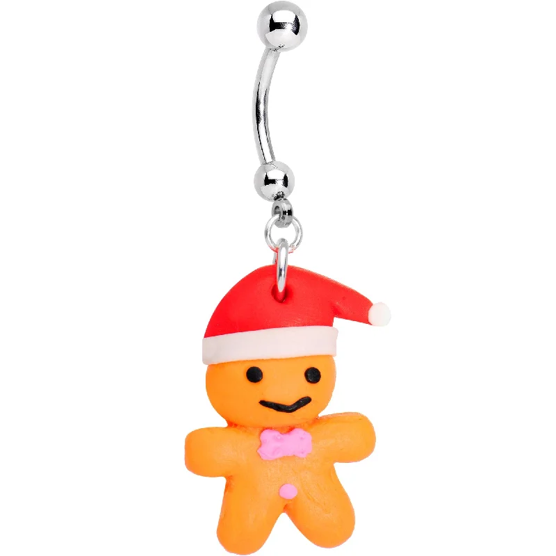 Trendy Belly Rings for Modern Fashionistas -Holiday Gingerbread Santa Dangle Belly Ring Trendy Belly Rings for Modern Fashionistas -Holiday Gingerbread Santa Dangle Belly Ring