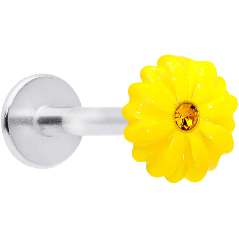 Colorful Lip Rings for Fun Looks16 Gauge 5/16 Yellow Gem Yellow Sunflower Labret Monroe Tragus