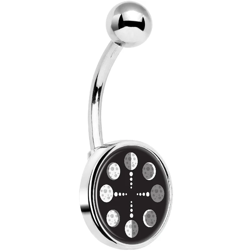 Elegant Belly Rings for Chic Fashionistas -Phases of the Moon Belly Ring