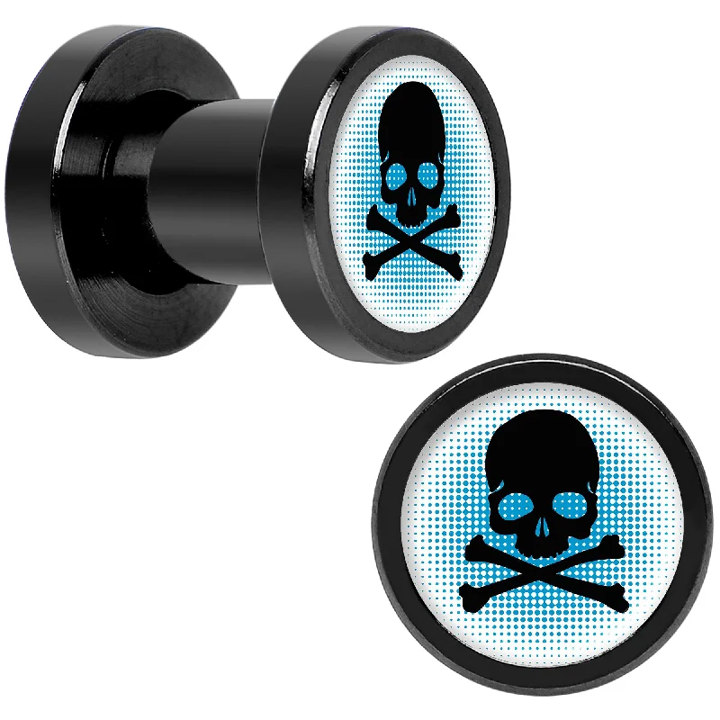 Women's Earrings – Elegant Designs for Every Personality--Blue Black Skull Black Anodized Screw Fit Plug Set 4 Gauge Women's Earrings – Elegant Designs for Every Personality--Blue Black Skull Black Anodized Screw Fit Plug Set 4 Gauge