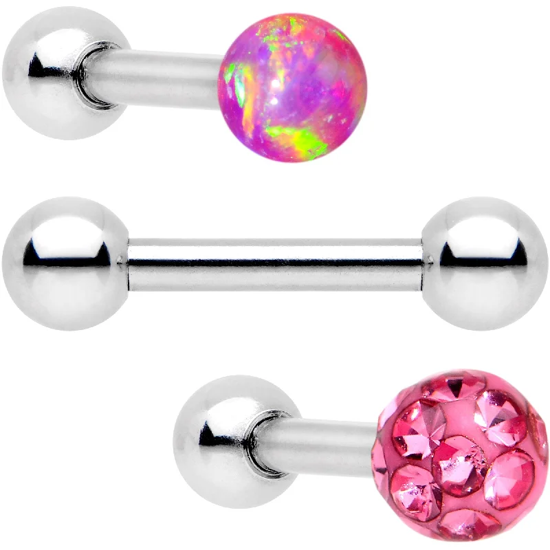 Women's Earrings – Elegant Designs for Every Personality--16 Gauge 1/4 Pink Faux Opal Ball Cartilage Tragus Earring 3 Pack Set Women's Earrings – Elegant Designs for Every Personality--16 Gauge 1/4 Pink Faux Opal Ball Cartilage Tragus Earring 3 Pack Set