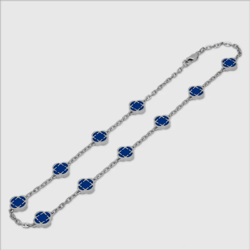 Exclusive Men's Necklaces & Pendants for the Modern Gentleman-Blue Clover Stone Necklace (Silver) Exclusive Men's Necklaces & Pendants for the Modern Gentleman-Blue Clover Stone Necklace (Silver)