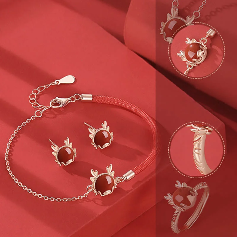 Women's Earrings – Elegant Designs for Every Personality--❗❗❗A Flash Sale- Buddha Stones 925 Sterling Silver Year of the Dragon Cinnabar Red Agate Dragon Protection Bracelet Necklace Pendant Earrings Ring
