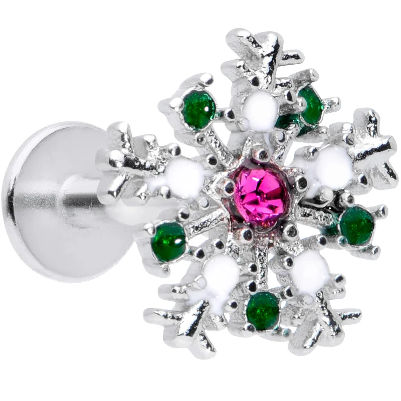 Designer Lip Rings for Exclusive Fashion16 Gauge 5/16 Clear Pink Green Gem Snowflake Labret Monroe Tragus