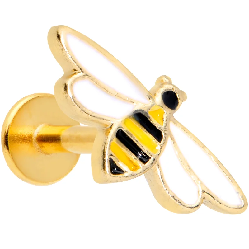 Lip Rings for Edgy Fashionistas16 Gauge 5/16 Gold Tone Black White Bee Labret Monroe Tragus
