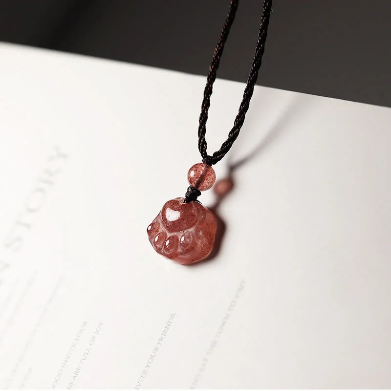 Shop Classic Women's Necklaces & Pendants with a Modern Twist-Buddha Stones Strawberry Quartz Lovely Cat Paw Claw Healing Necklace Pendant Shop Classic Women's Necklaces & Pendants with a Modern Twist-Buddha Stones Strawberry Quartz Lovely Cat Paw Claw Healing Necklace Pendant