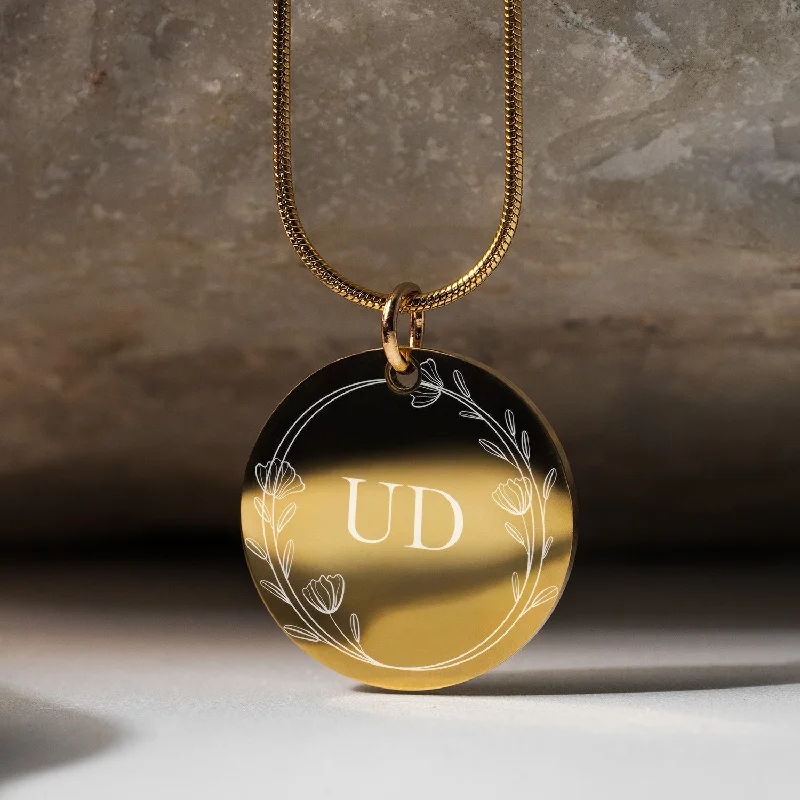 Chic Women's Rings for Fashion-Forward Looks-Initials Circle Necklace