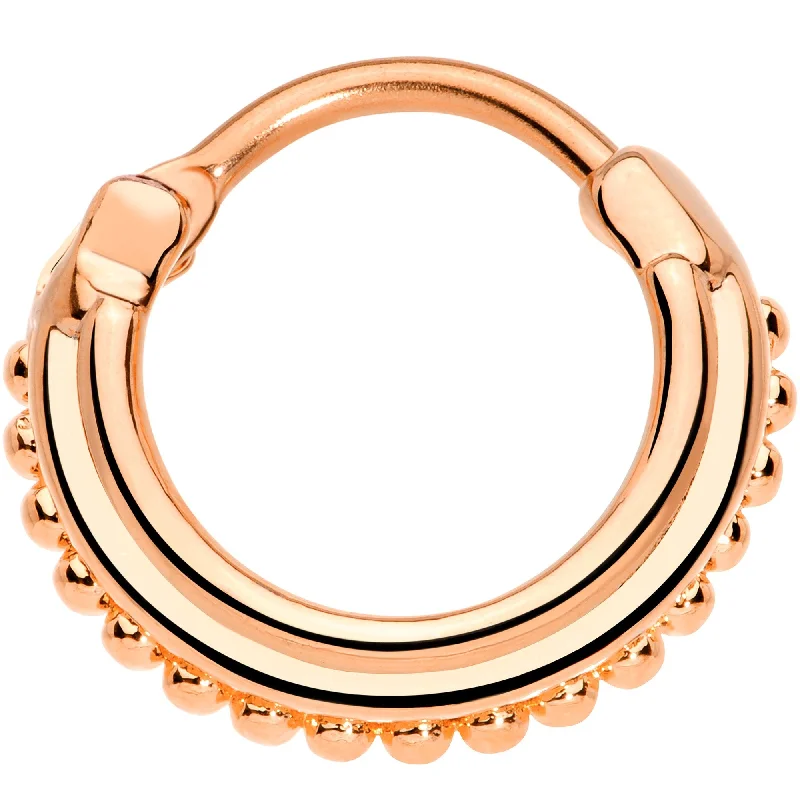 Nose Rings with Large Designs -16 Gauge 3/8 Rose Gold Tone Delicate Details Hinged Septum Ring Nose Rings with Large Designs -16 Gauge 3/8 Rose Gold Tone Delicate Details Hinged Septum Ring
