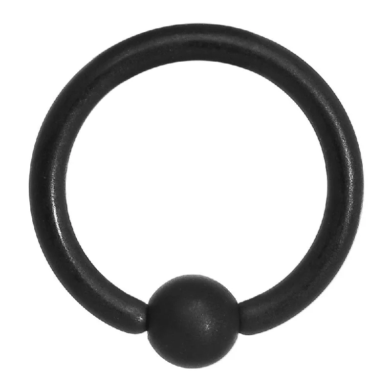 Women's Earrings – Elegant Designs for Every Personality--16 Gauge 5/16 Matte Black Ion BCR Captive Ring