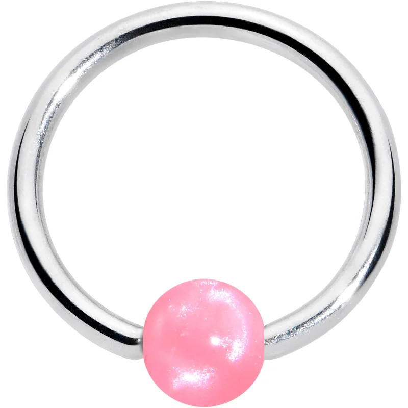 Lip Rings with Gemstone Accents16 Gauge 3/8 Simple Opaque Pink Ball BCR Captive Bead Ring