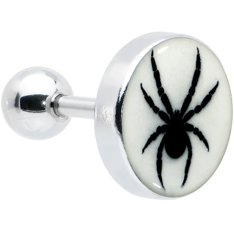 Women's Earrings – Elegant Designs for Every Personality--16 Gauge Glow in the Dark Black Widow Spider Tragus Cartilage Earring