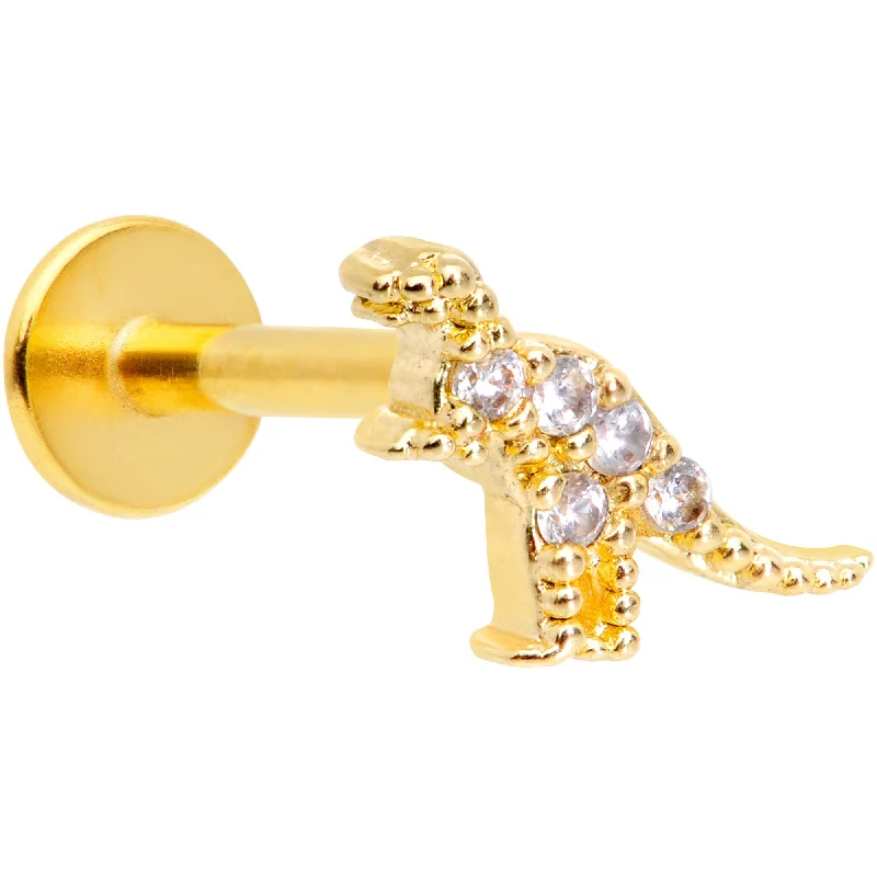 Simple Lip Rings for Elegant Look16 Gauge 5/16 Clear CZ Gem Gold Tone Tiny Dinosaur Labret Monroe Tragus Simple Lip Rings for Elegant Look16 Gauge 5/16 Clear CZ Gem Gold Tone Tiny Dinosaur Labret Monroe Tragus