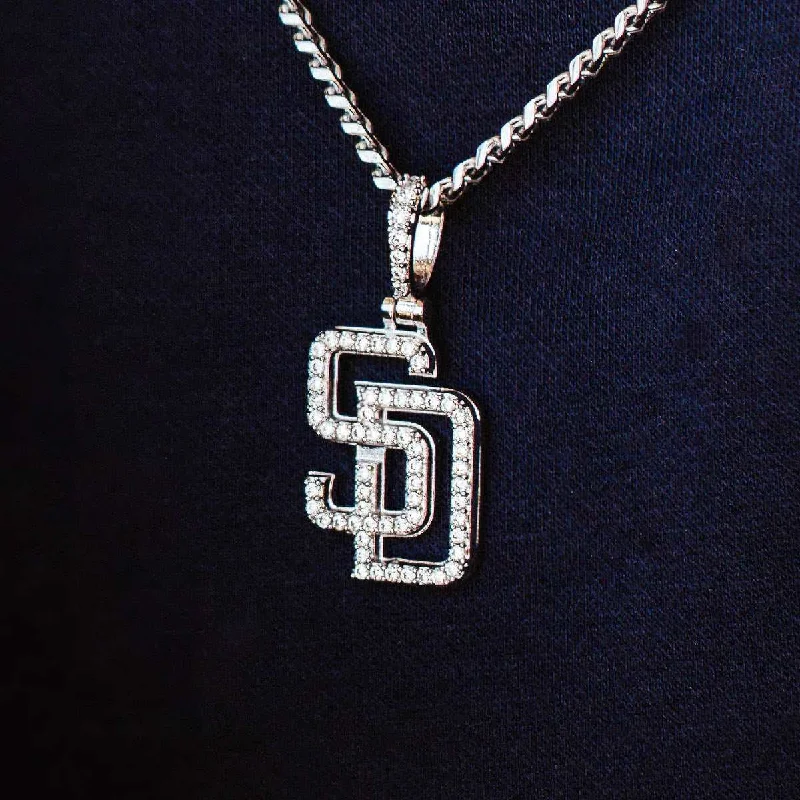 Exclusive Men's Necklaces & Pendants for the Modern Gentleman-San Diego Padres Official MLB Micro Logo Pendant in White Gold Exclusive Men's Necklaces & Pendants for the Modern Gentleman-San Diego Padres Official MLB Micro Logo Pendant in White Gold