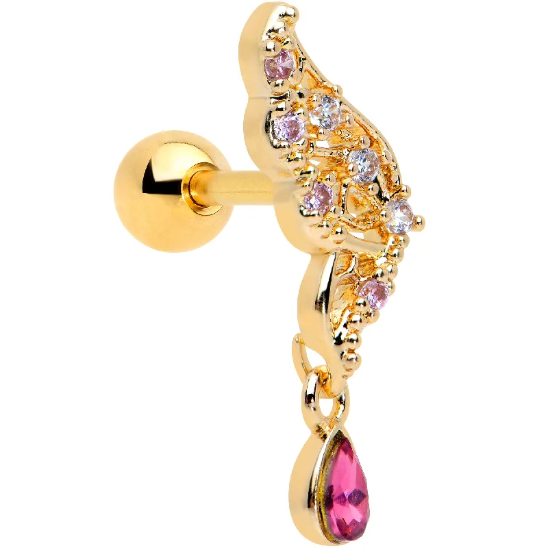 Women's Earrings – Elegant Designs for Every Personality--16 Gauge 1/4 Clear Red Gem Gold Tone Airy Wing Cartilage Tragus Women's Earrings – Elegant Designs for Every Personality--16 Gauge 1/4 Clear Red Gem Gold Tone Airy Wing Cartilage Tragus