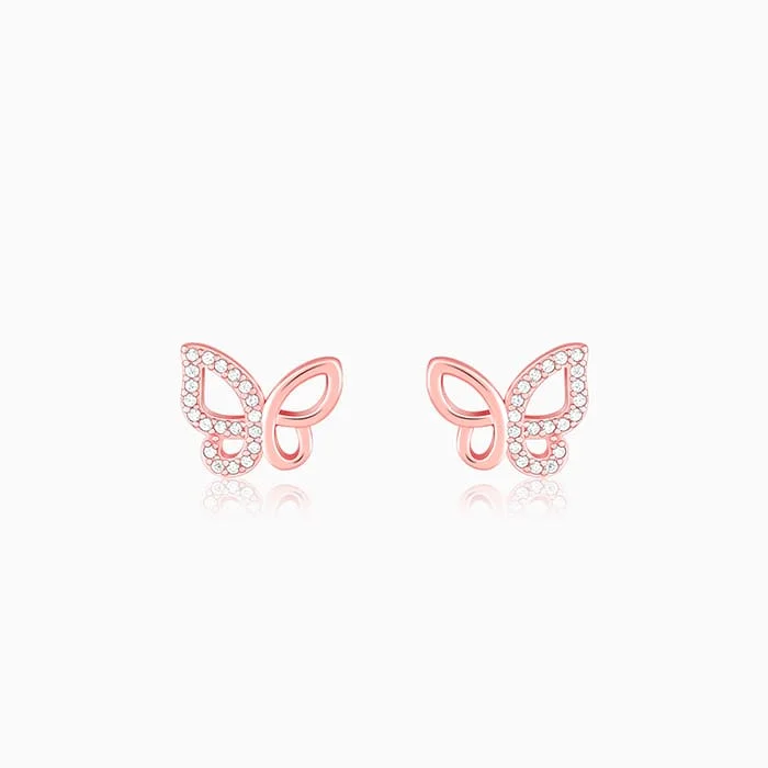 Women's Earrings – Elegant Designs for Every Personality--Rose Gold Zircon-Studded Butterfly Earrings Women's Earrings – Elegant Designs for Every Personality--Rose Gold Zircon-Studded Butterfly Earrings