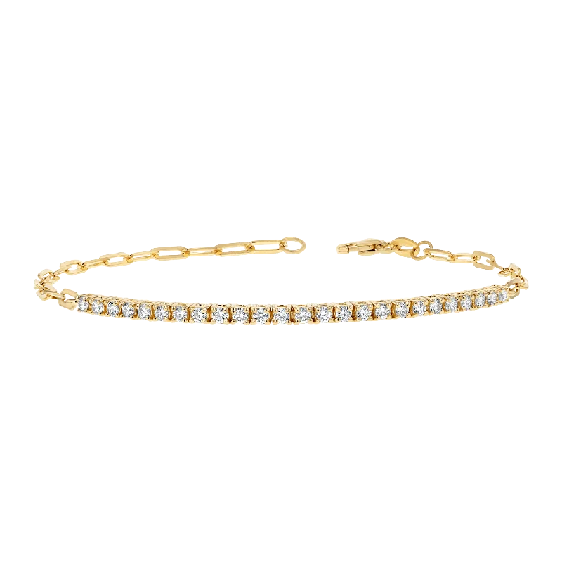 Men's Bracelets for Outdoor Style-Diamond Tennis Bracelet Paper Clip Link